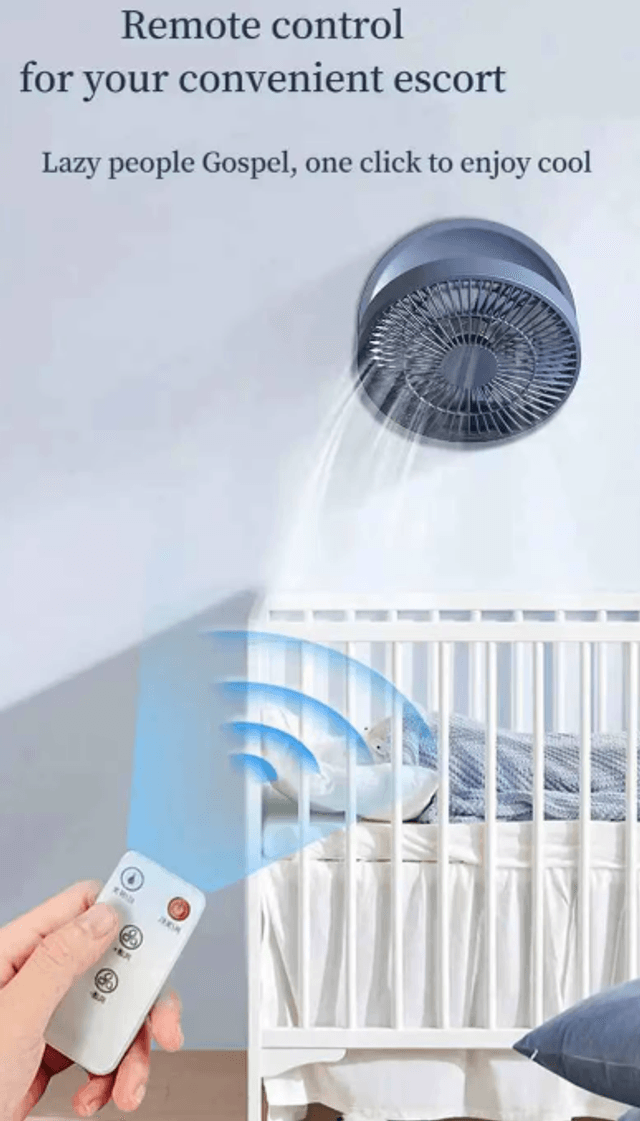 Puissant Ventilateur portable maison & bureau 3 en 1 avec télécommande  circulation Ventilation sur 180 ° lumières LED ,batterie autonomie 3-6 heures