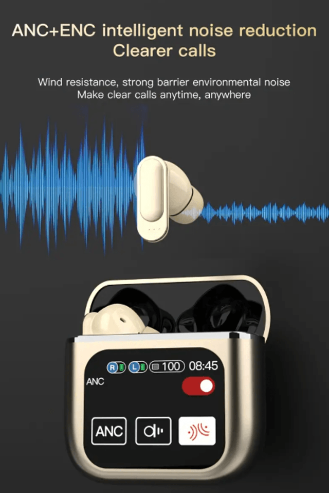 Écouteurs TWS à écran LED intelligent Écouteurs sans fil Bluetooth 5.4 avec affichage LED, casque de jeu, casque de sport, son HIFI