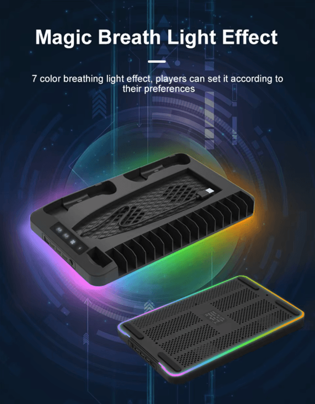 Station de Charge de Refroidissement PS5 avec lumières LED et Ventilateurs, Support de Charge Rapide avec Double contrôleur de Charge pour PS5 UHD