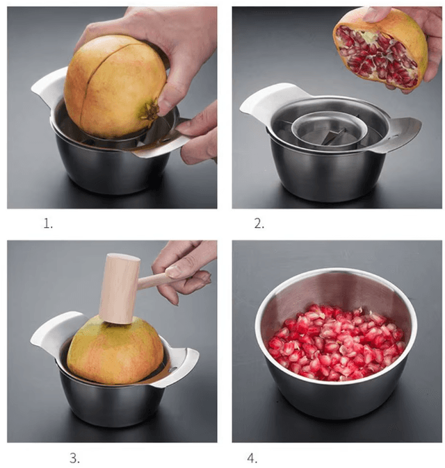 3 Pièces/   ensemble Outil d’épluchage de Grenade Cueilleur Retrait Facile du fruits , Gadget De Cuisine en acier inoxydable  