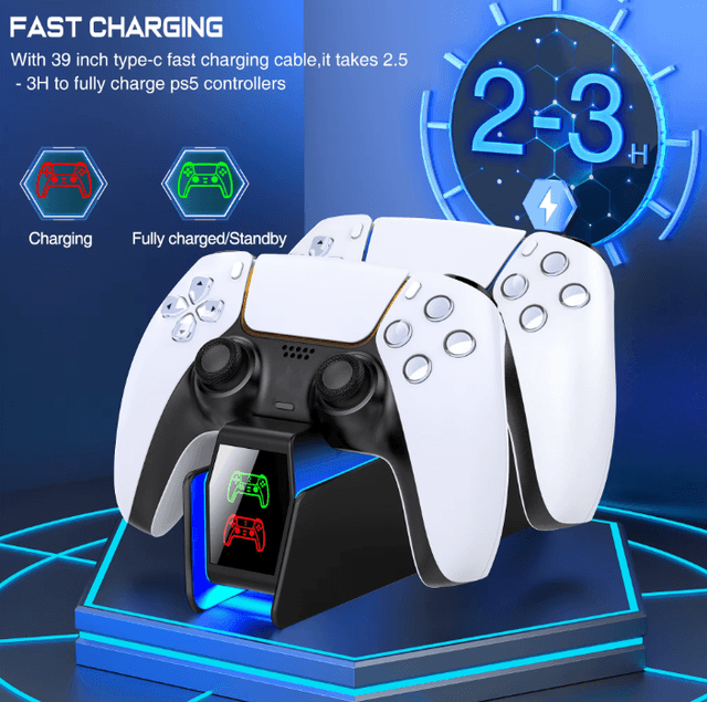 Chargeur de contrôleur PS5 avec lumière RGB, station de charge à double support, accessoires de Station de charge pour PlayStation 5