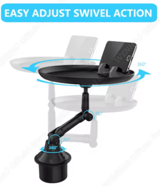 Support universel plateau de voiture avec support de téléphone ABS réglable - Porte-gobelet multifonctionnel , idéal pour une utilisation en voiture