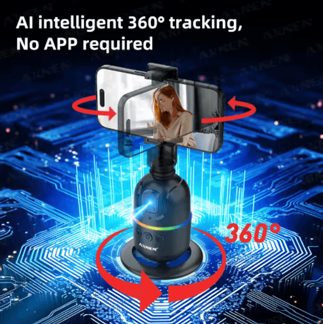 Trépied de suivi automatique du visage/du corps, aucune application nécessaire, support de téléphone rotatif à 360 °