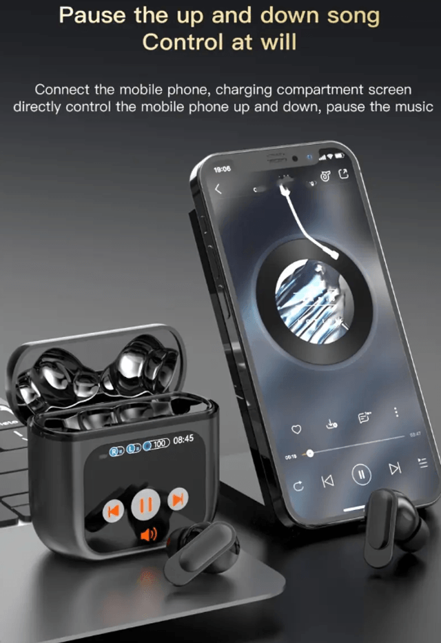 Écouteurs TWS à écran LED intelligent Écouteurs sans fil Bluetooth 5.4 avec affichage LED, casque de jeu, casque de sport, son HIFI