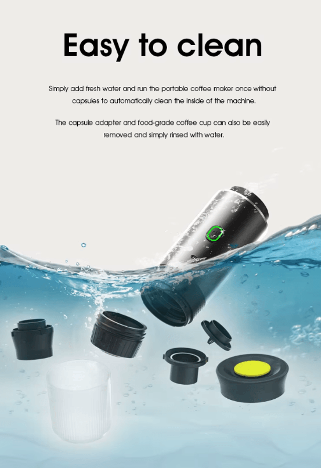Machine à Café Espresso modes de capsule 3-in-1 cafetière Portable sans fil à batterie Rechargeable , pour voiture maison Bureau Camping...  