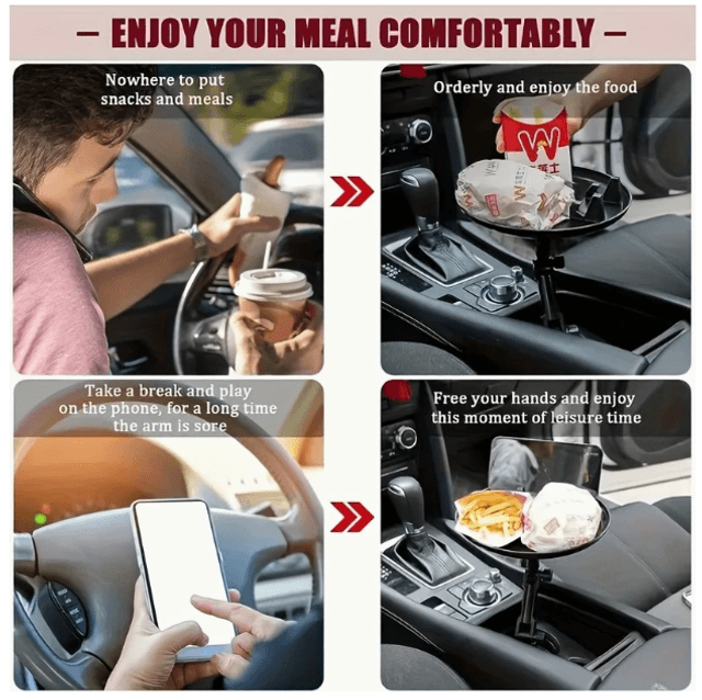 Support universel plateau de voiture avec support de téléphone ABS réglable - Porte-gobelet multifonctionnel , idéal pour une utilisation en voiture