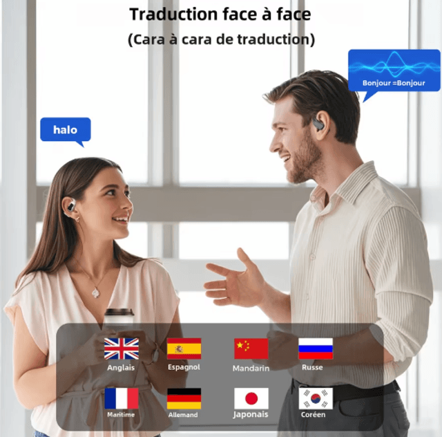 Traduction IA, 144 Langues, Écran Tactile HD, Autonomie de Batterie Longue Durée, Confort d'Usure, Son de Haute Qualité 