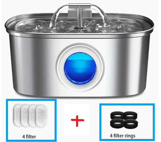 Fontaine a Eau Intelligente Pour Chats et chiens En Acier Inoxydable de 3,2 L Avec Fenêtre de Niveau D'eau, Distributeur D'eau  Automatique 