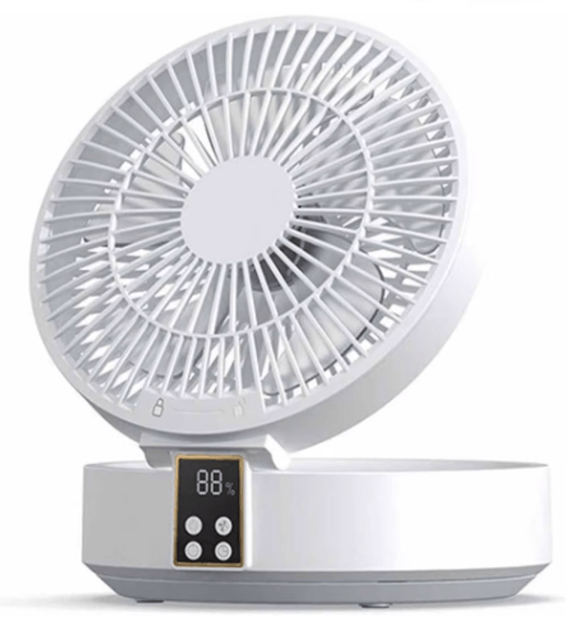 Puissant Ventilateur portable maison & bureau 3 en 1 avec télécommande  circulation Ventilation sur 180 ° lumières LED ,batterie autonomie 3-6 heures