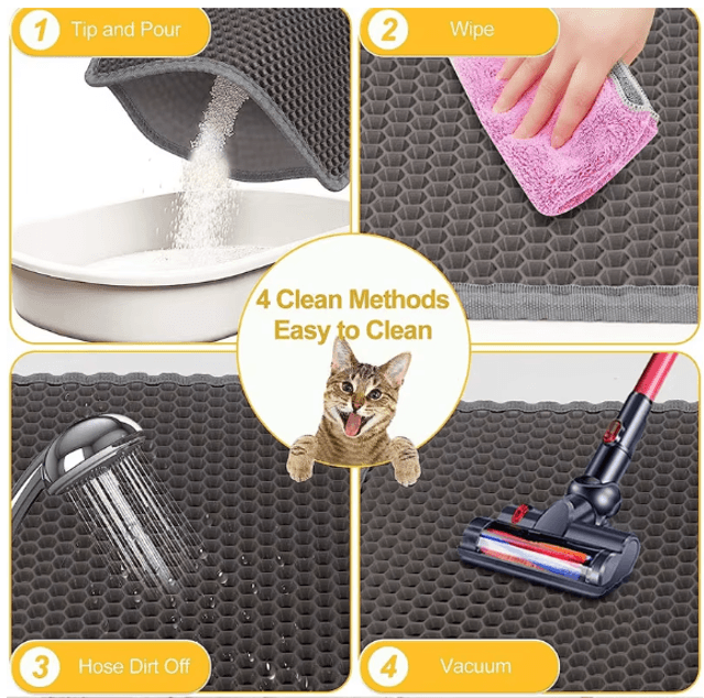 Tapis piège de litière imperméable pour chat, imperméable, double couche, pliable,  lavable