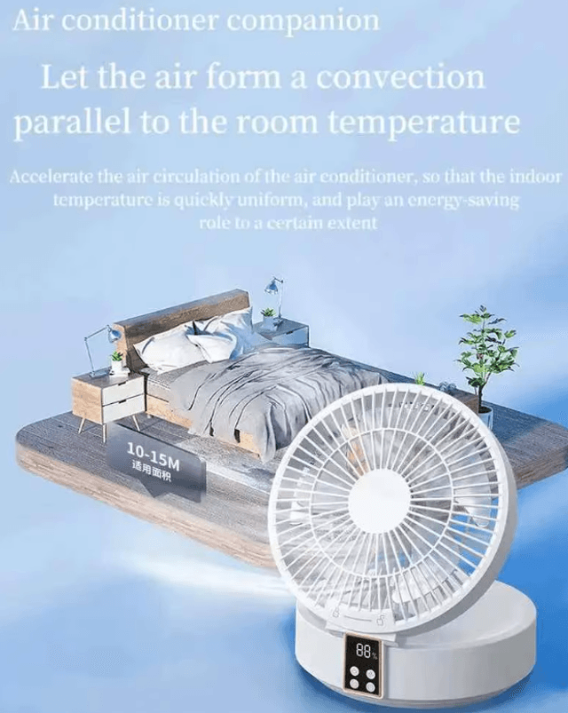 Puissant Ventilateur portable maison & bureau 3 en 1 avec télécommande  circulation Ventilation sur 180 ° lumières LED ,batterie autonomie 3-6 heures