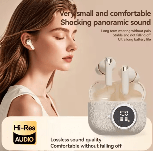 Écouteurs ECRAN LCD Sans fil Bluetooth v5.3  intra-auriculair Annulation du bruit environnemental Surface, plastique, cuir