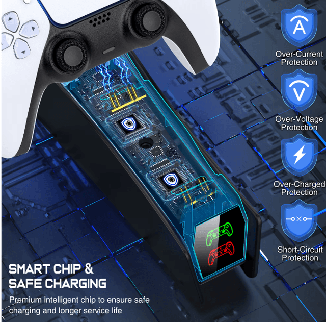 Chargeur de contrôleur PS5 avec lumière RGB, station de charge à double support, accessoires de Station de charge pour PlayStation 5