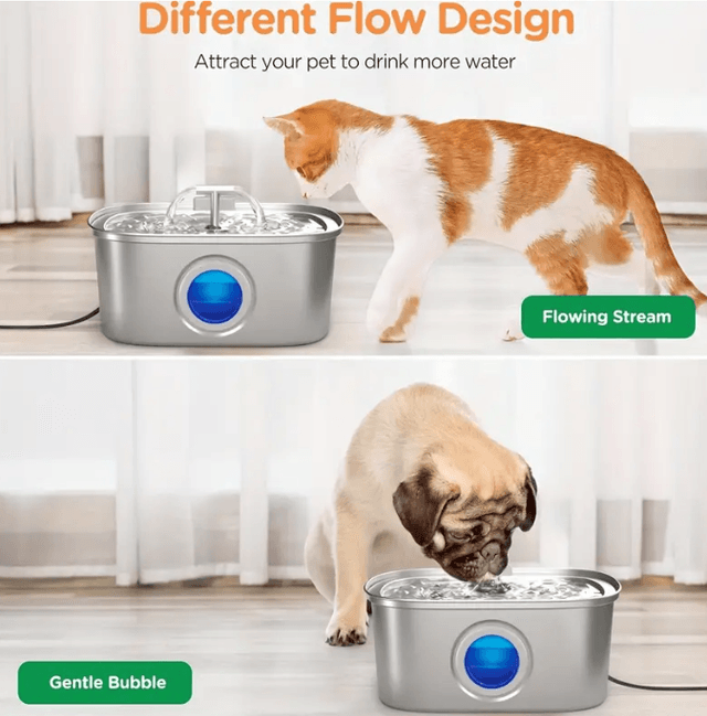Fontaine a Eau Intelligente Pour Chats et chiens En Acier Inoxydable de 3,2 L Avec Fenêtre de Niveau D'eau, Distributeur D'eau  Automatique 