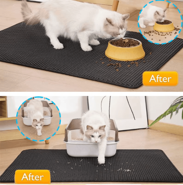 Tapis piège de litière imperméable pour chat, imperméable, double couche, pliable,  lavable