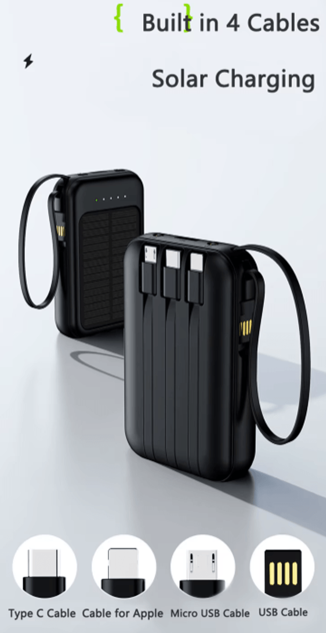Le power Ultra Puissant batterie solaire 4 en 1 capacité de 50000mAh,30000mAh,     20000mAh, avec torche LED , fiable pour tout appareil électronique
