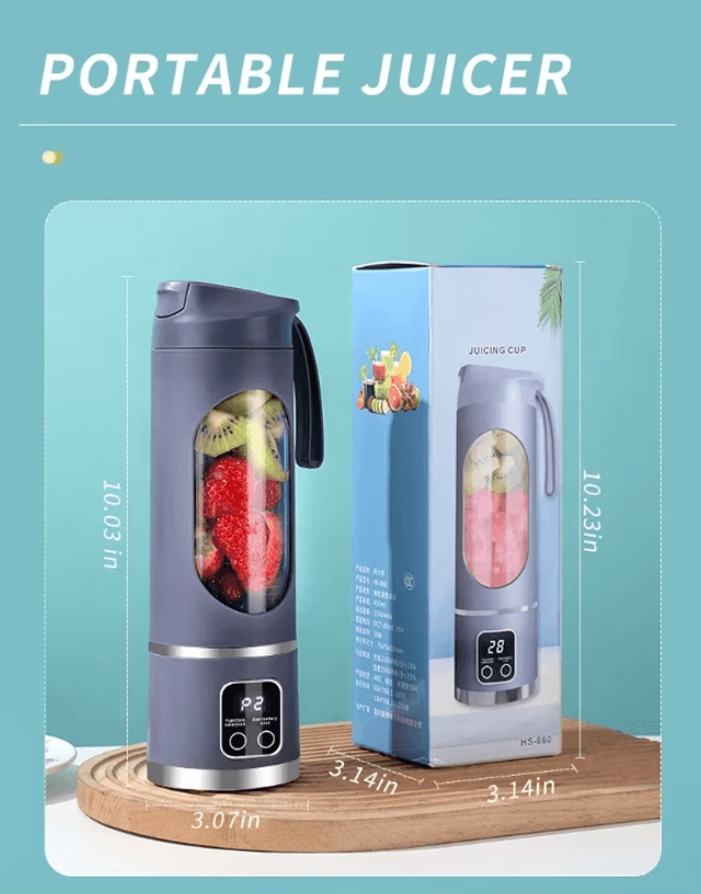 Mélangeur de jus de fruits  électrique sans fil portable affichage numérique       