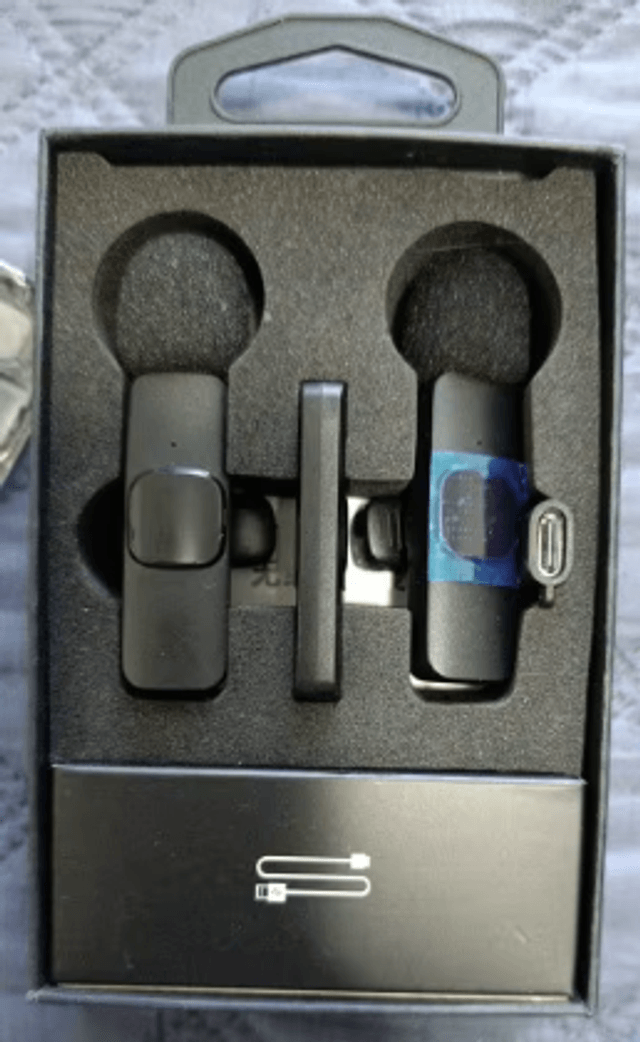 Microphones  Micro-cravate sans fil, 2 in 1 pour type C pour iOS , Portée audio de 20 mètres , avec Réduction du Bruit