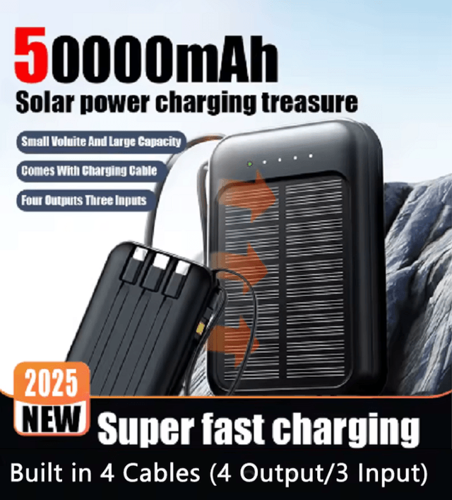 Le power Ultra Puissant batterie solaire 4 en 1 capacité de 50000mAh,30000mAh,     20000mAh, avec torche LED , fiable pour tout appareil électronique