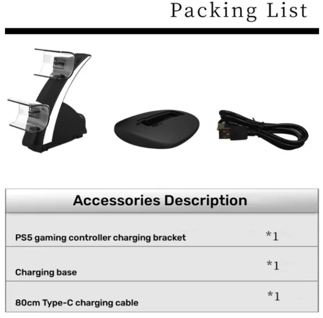 chargeur pour MANETTES contrôle PS5 station de support de charge Type-C  pour Sony Playstation 5 accessoires