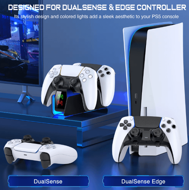 Chargeur de contrôleur PS5 avec lumière RGB, station de charge à double support, accessoires de Station de charge pour PlayStation 5