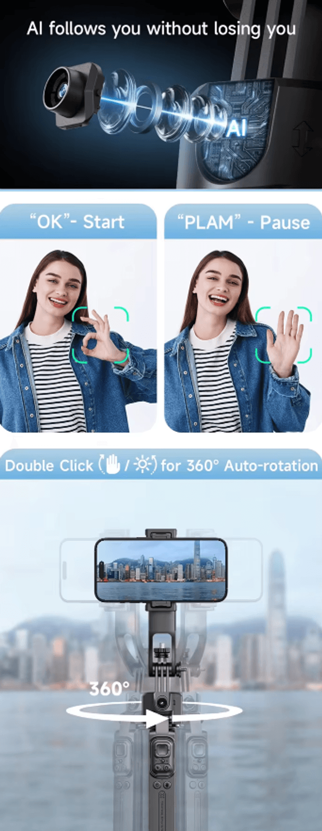 Trépied  C17 Intelligent AI  de Suivi du Visage 