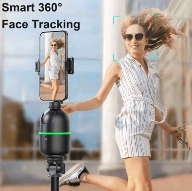 Trépied de suivi automatique du visage/du corps, aucune application nécessaire, support de téléphone rotatif à 360 °