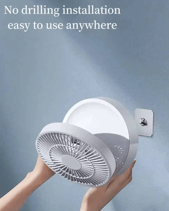 Puissant Ventilateur portable maison & bureau 3 en 1 avec télécommande  circulation Ventilation sur 180 ° lumières LED ,batterie autonomie 3-6 heures