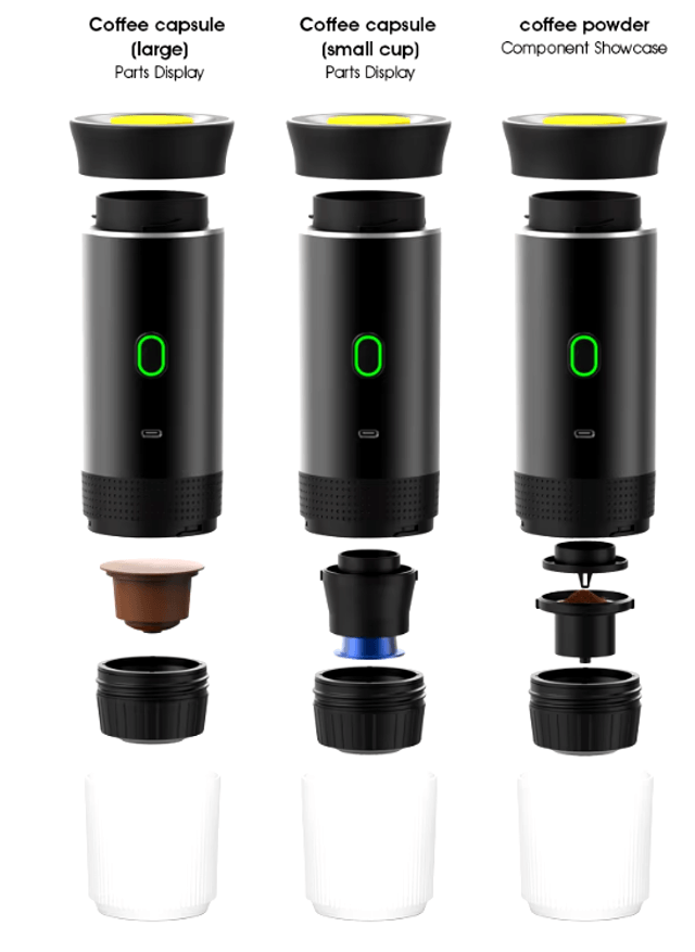 Machine à Café Espresso modes de capsule 3-in-1 cafetière Portable sans fil à batterie Rechargeable , pour voiture maison Bureau Camping...  