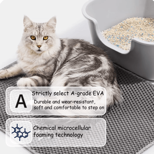 Tapis piège de litière imperméable pour chat, imperméable, double couche, pliable,  lavable