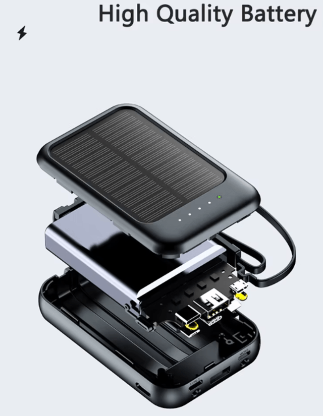 Le power Ultra Puissant batterie solaire 4 en 1 capacité de 50000mAh,30000mAh,     20000mAh, avec torche LED , fiable pour tout appareil électronique