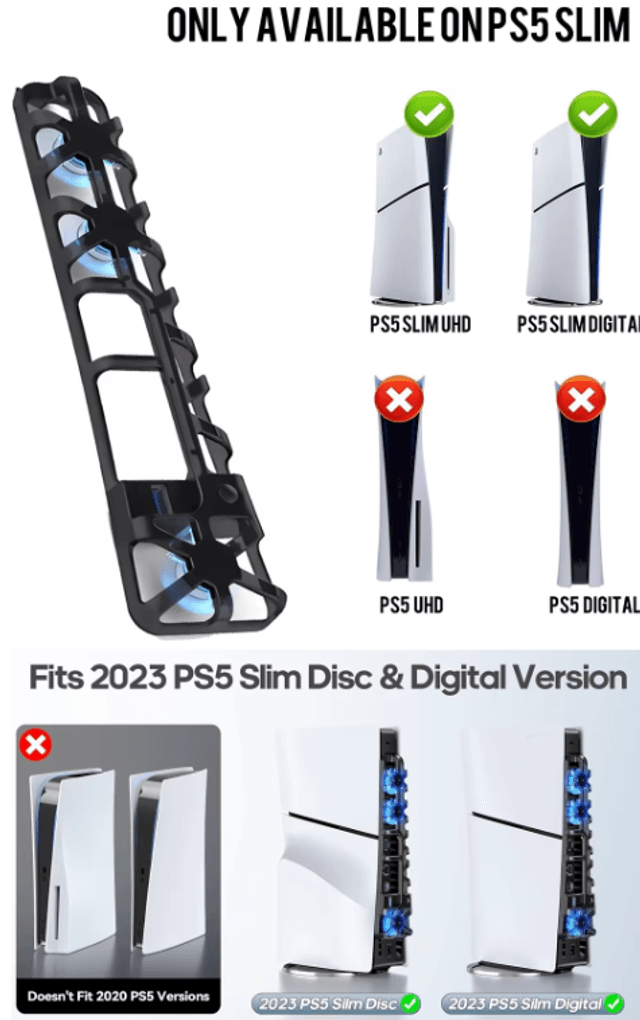 Ventilateur de refroidissement à grande vitesse à lumière bleue arrière: Uniquement pour console PS5 Slim UHD et  PS5 Slim Digital