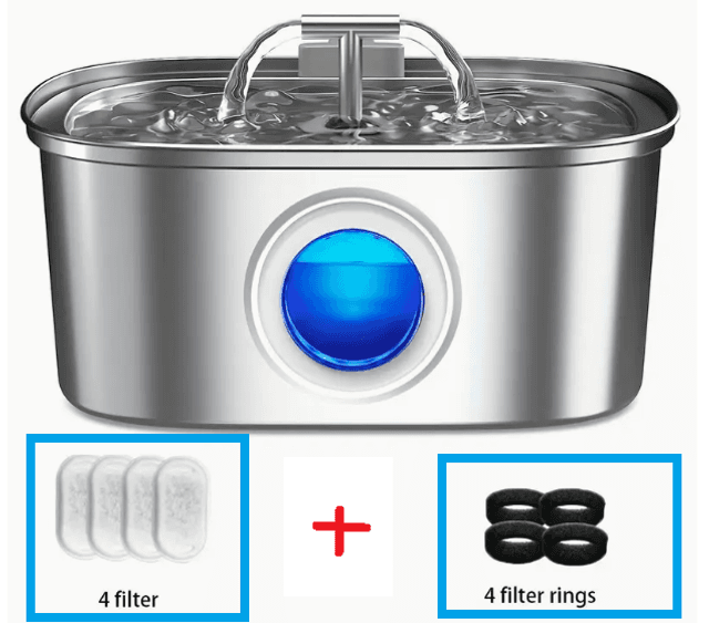 Fontaine a Eau Intelligente Pour Chats et chiens En Acier Inoxydable de 3,2 L Avec Fenêtre de Niveau D&#039;eau, Distributeur D&#039;eau  Automatique 